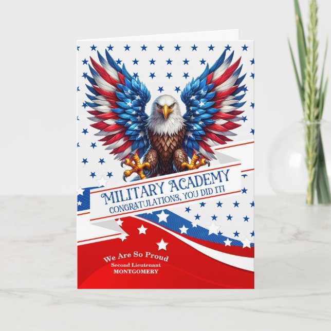 Carte Military Academy Graduate American Eagle and Stars (Devant)