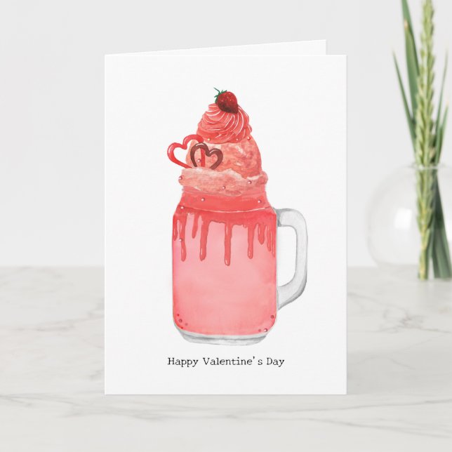 Carte Milkshake Rouge Velvet Je T'Aime Saint Valentin Am (Devant)