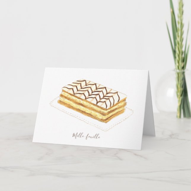 Carte Mille-feuille pastry watercolor (Devant)