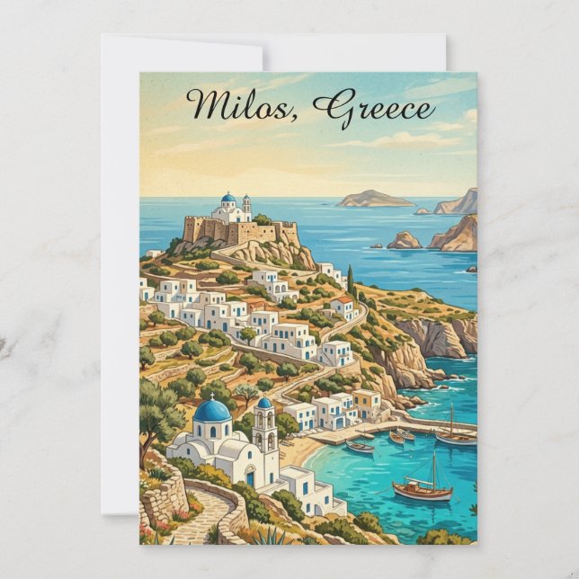 Carte Milos Colorée Grèce Mer Égée Voyage (Devant)