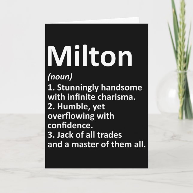 Carte Milton Définition Nom personnalisé Amusant Anniver (Devant)
