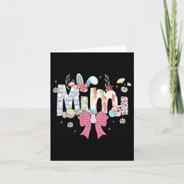 Carte Mimi Coquette de Pâques Bow Joyeux lapin de Pâques (Devant)