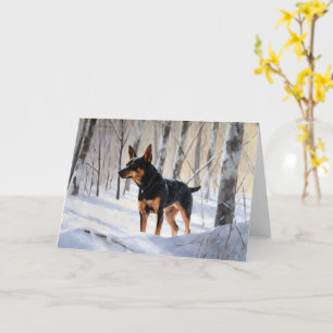 Carte Mince Pinscher Laisser Neige Noël