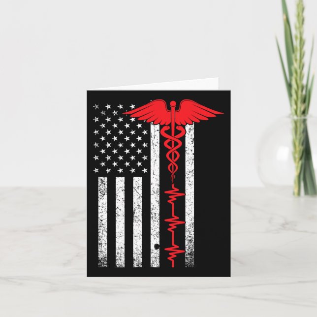 Carte Mince Red Line Usa Drapeau Infirmière (Devant)
