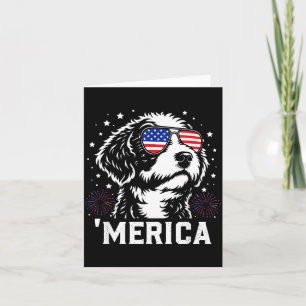 Carte Mini-chien Bernedoodle patriotique Amérique 4 juil