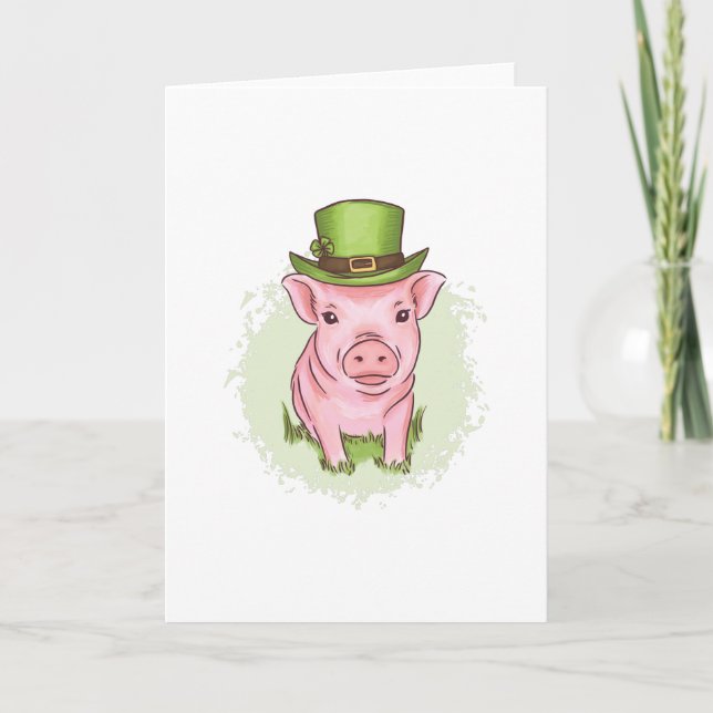 Carte Mini cochon de St Patrick (Devant)