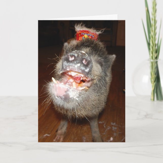 Carte Mini Cochon Personnalisé Joyeux Anniversaire (Devant)