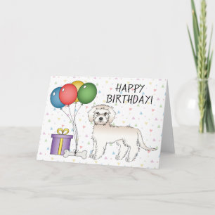 Carte Mini Goldendoodle de dessin animé crème Joyeux Ann