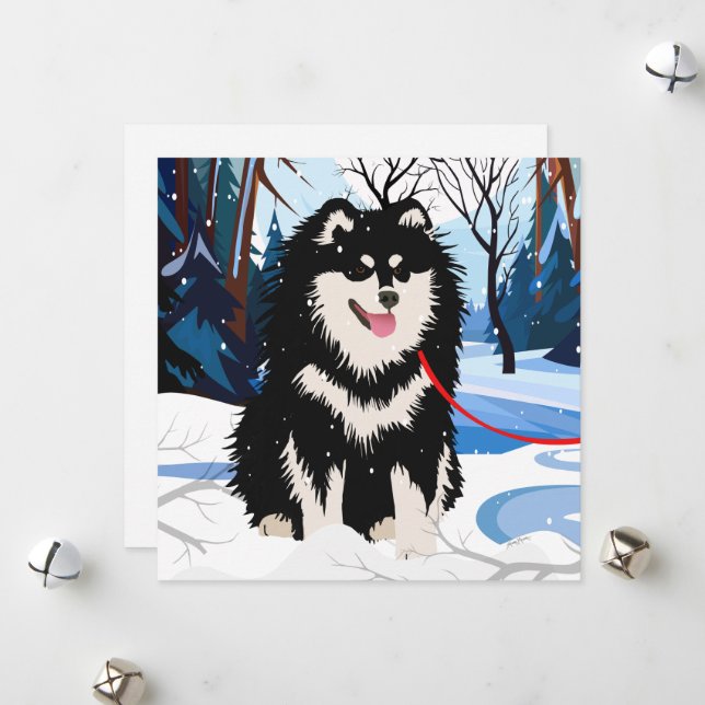 CARTE MINIATURE FINLANDAIS Lapphund DE L'AU-Delà D (Devant/Arrière en situation)