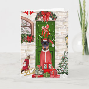 Carte Miniature Pinscher Chien de Noël 