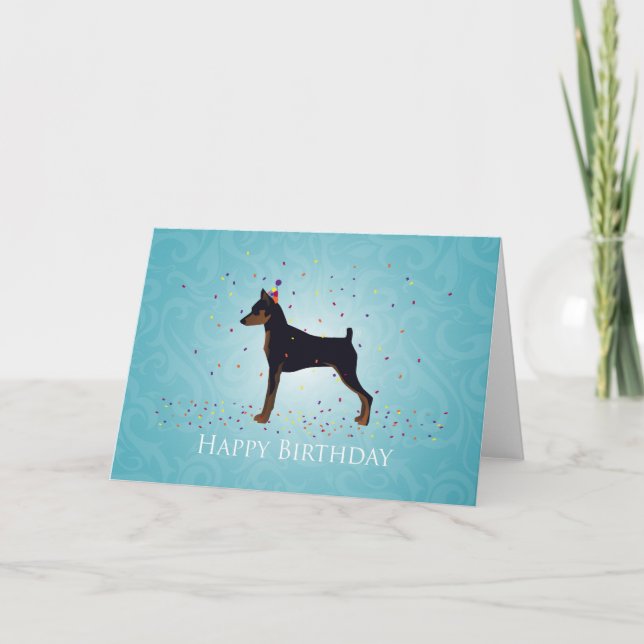Carte Miniature Pinscher Joyeux Conception d'Anniversair (Devant)