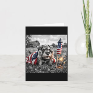 Carte Miniature Schnauzer Drapeau Américain Usa 250 Ans