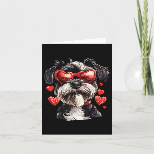 Carte Miniature Schnauzer Heart Gles Valentines Jour Chi (Devant)