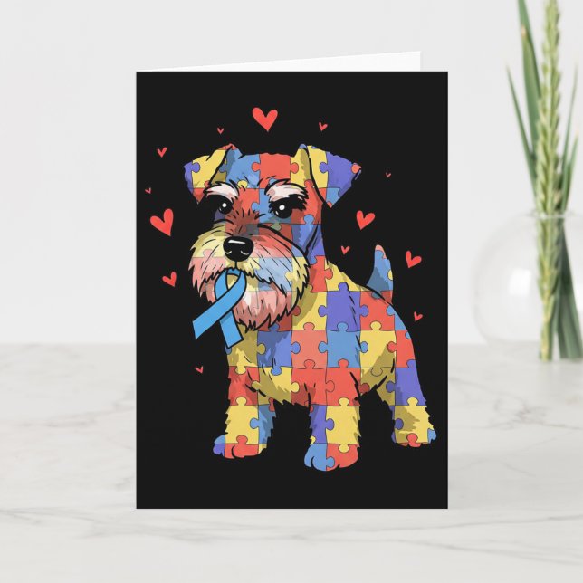 Carte Miniature Schnauzer Puzzle Sensibilisation à l'aut (Devant)
