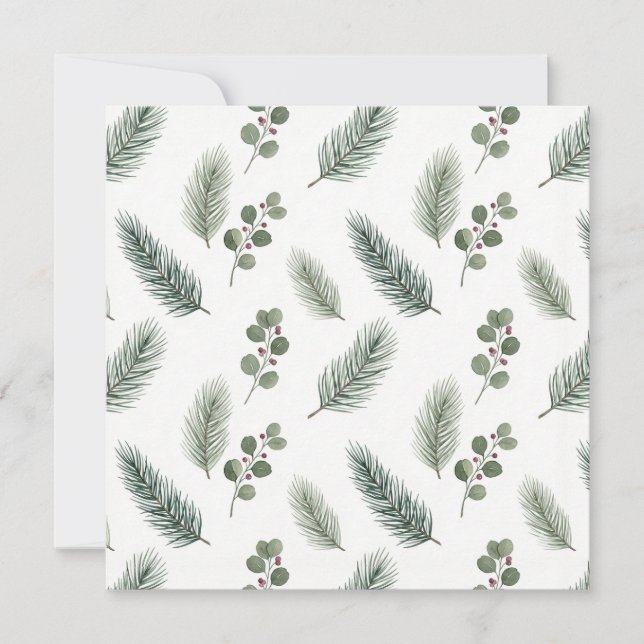 Carte Minimal Christmas Pine Pattern, Scandi Style (Devant)