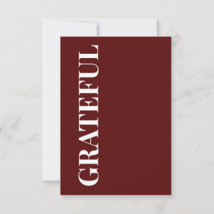 Carte Minimal GRATEFUL Profond Rouge Vœux de Fêtes