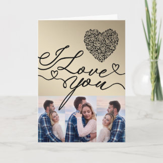 Carte Minimal I Love You  Rose Heart Photo