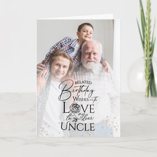 Carte Minimal Photo Birthday Keepsake Uncle (Devant)