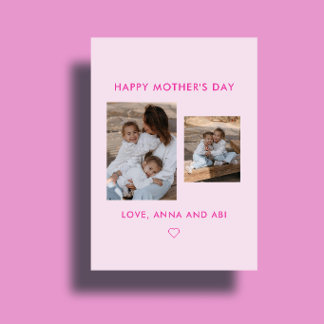 Carte Minimal Pink Photo Collage Custom Mother's Day