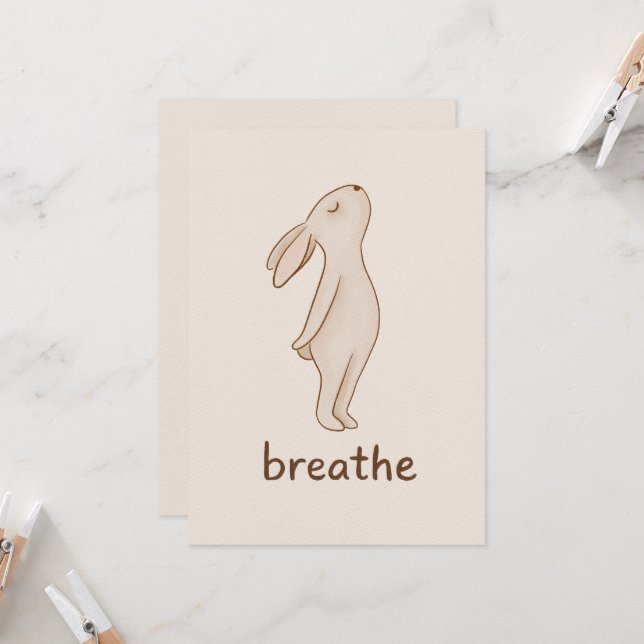 Carte minimale Breathe Bunny (Devant/Arrière en situation)