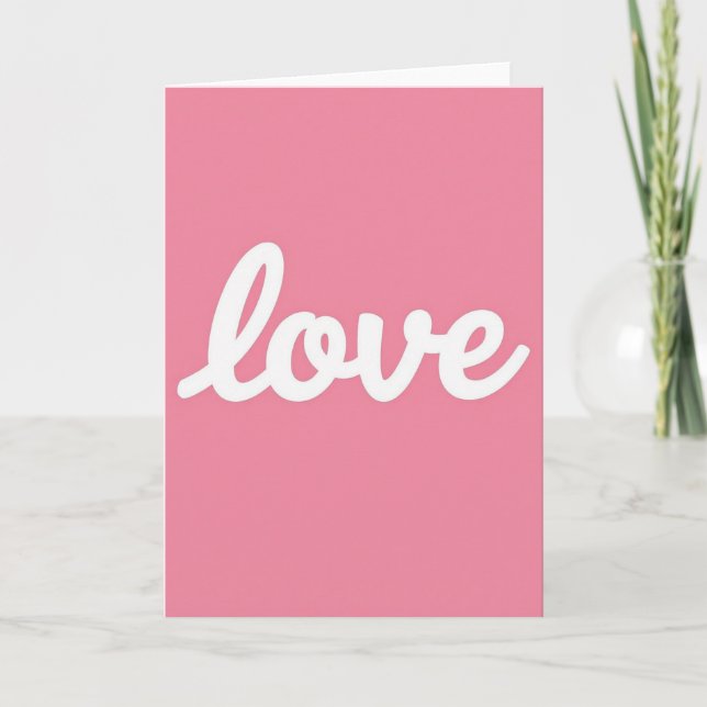 Carte minimale d'amour en écriture rose (Devant)