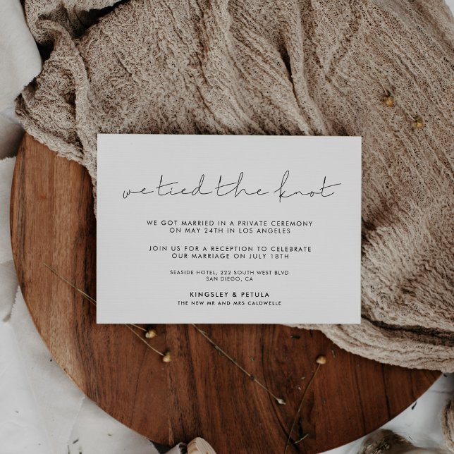 Carte minimale de mariage manuscrite 'Nous avons n (Minimalist handwritten We tied the knot card)
