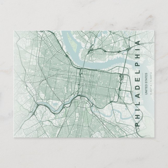 Carte minimale de Philadelphie sur carte postale (Devant)