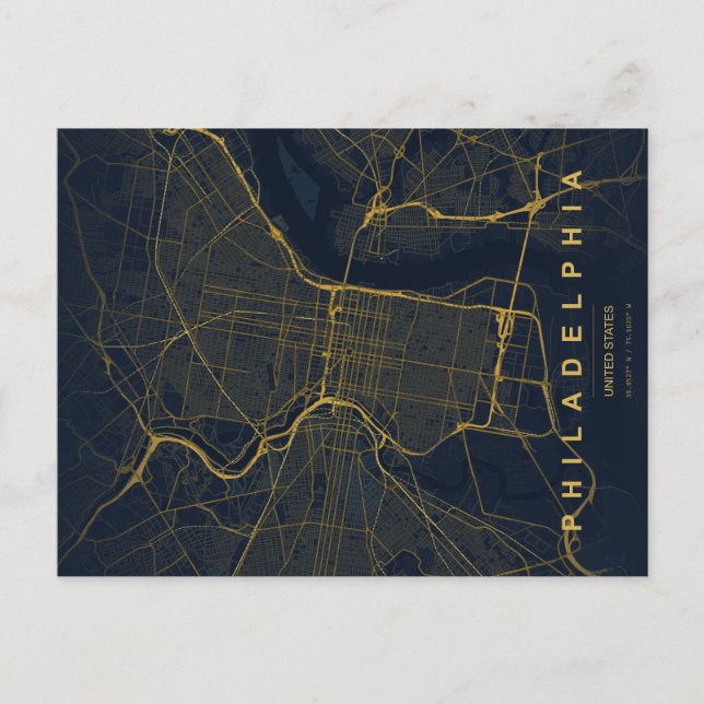 Carte minimale de Philadelphie sur carte postale (Devant)