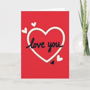 Carte minimale Love You cœur brossé