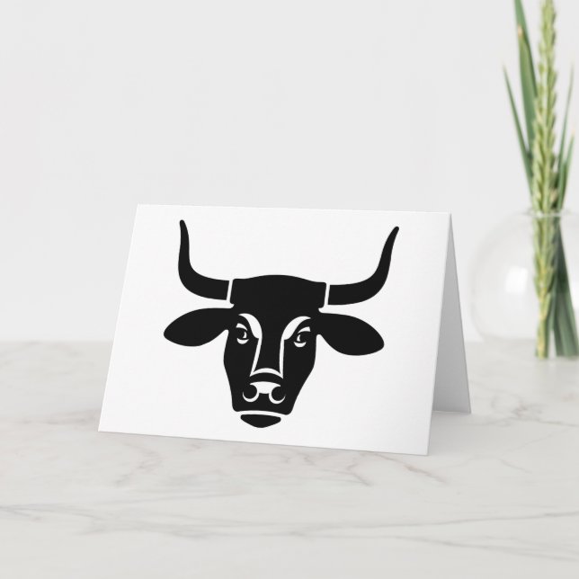 Carte Minimalist Black Bull Head Ox Silhouette (Devant)