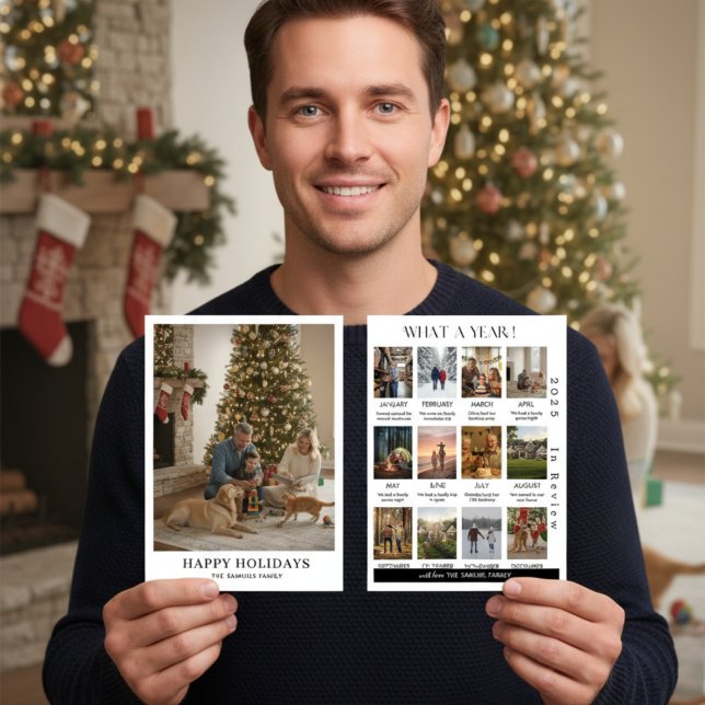 Carte Minimalist Family Photo Year In Review Christmas (Créateur téléchargé)