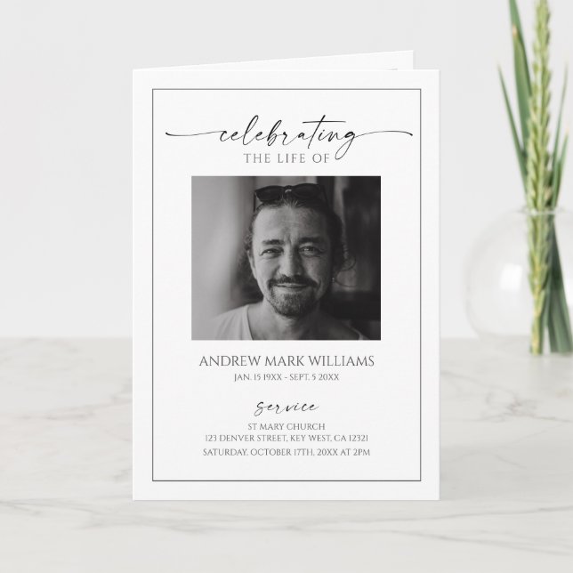 Carte Minimalist Funeral Order of Service Folded Program (Devant)