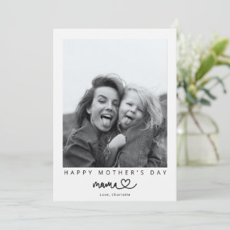 Carte Minimalist Mama Calligraphy Happy Mother's Photo