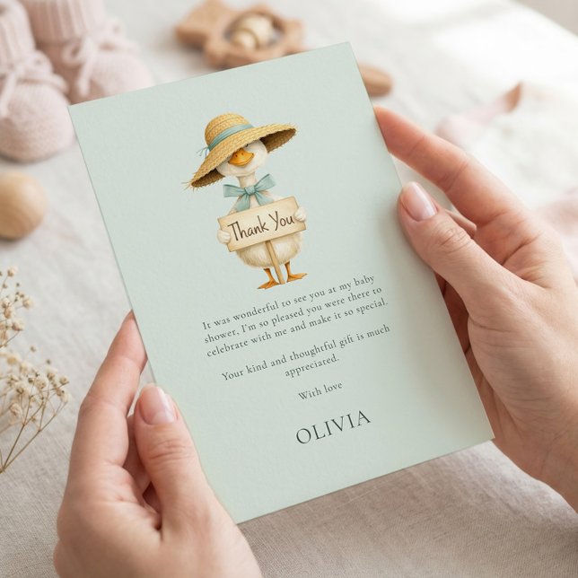 Carte Minimalist Silly Goose Thank You Sage Baby Shower (Créateur téléchargé)
