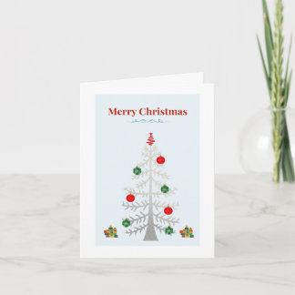 Carte Minimalist Silver Tree Holiday Card