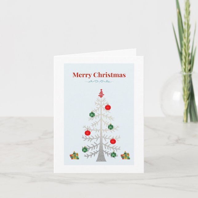 Carte Minimalist Silver Tree Holiday Card (Devant)