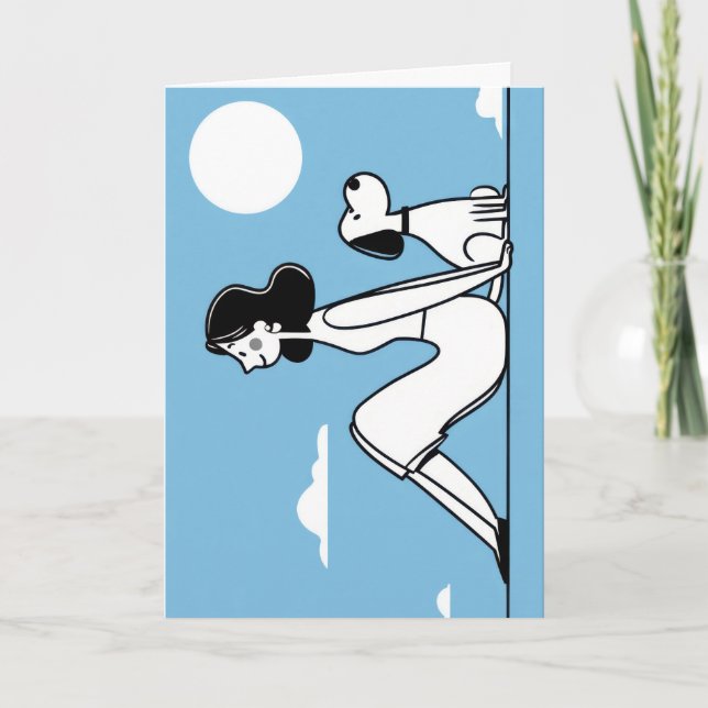 Carte Minimalist Woman and Dog Illustration (Devant)
