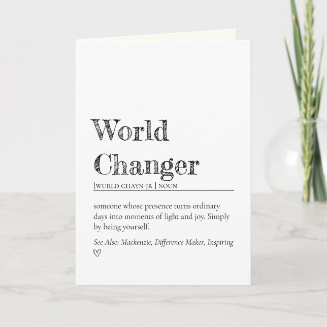 Carte Minimalist World Changer Inspirational Definition (Devant)