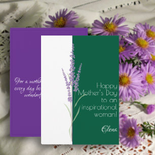 Carte minimaliste à l'aquarelle lavande violet pou