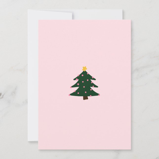 Carte minimaliste Arbre de Noël rose (Devant)