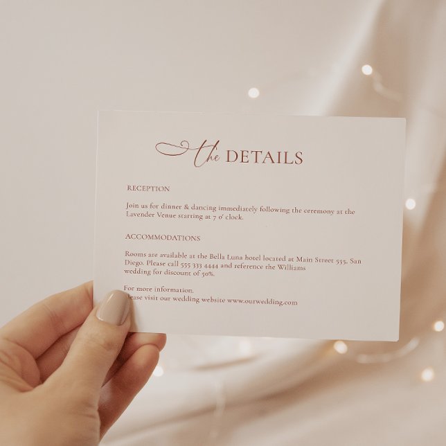 Carte minimaliste Boho Terracotta Mariage Détails (Créateur téléchargé)