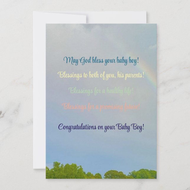 Carte Minimaliste, Céleste & Arc-en-ciel, Garçon (Devant)