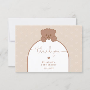 Carte Minimaliste Cute Teddy Ours Baby shower Merci