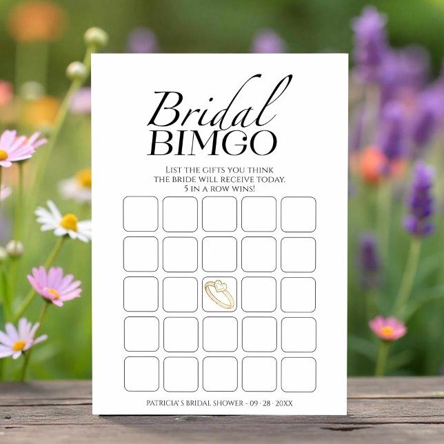 Carte minimaliste de bingo de douche nuptiale (Créateur téléchargé)