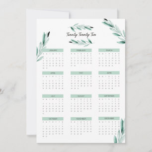 Carte minimaliste de calendrier 2022 moderne