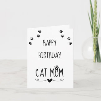 Carte Minimaliste Fête de la Maman Chat Empreinte de Pat