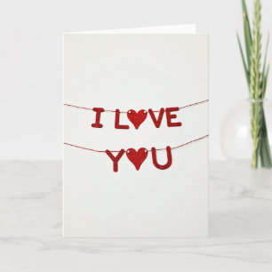 Carte minimaliste « I Love You » pailletée