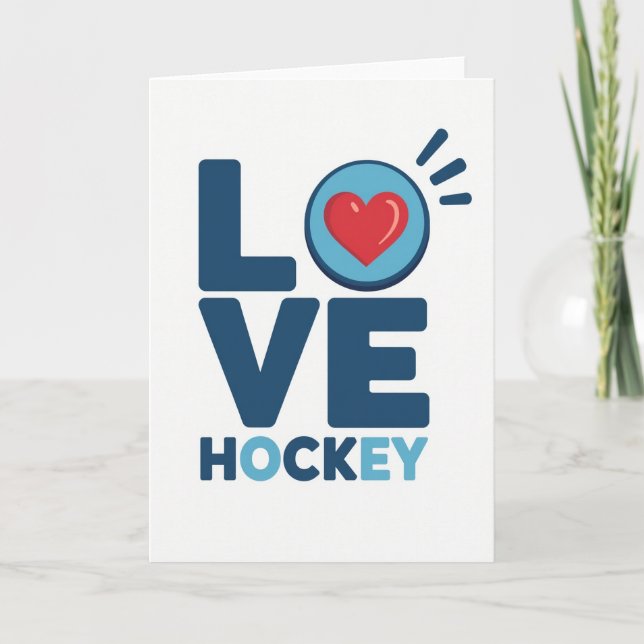 Carte minimaliste J'aime Hockey (Devant)