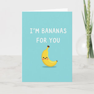 Carte minimaliste Je suis fou de toi Bananes