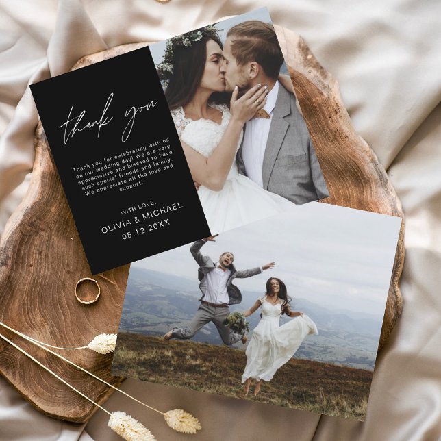 Carte minimaliste photo Mariage noir (Créateur téléchargé)